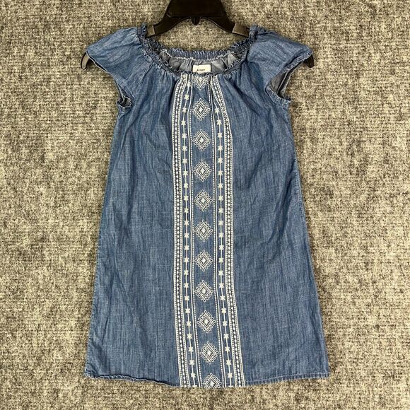 Old Navy Dress Girls Large Chambray Embroidered Tunic Cotton‎ Festival Cottage - Picture 1 of 12